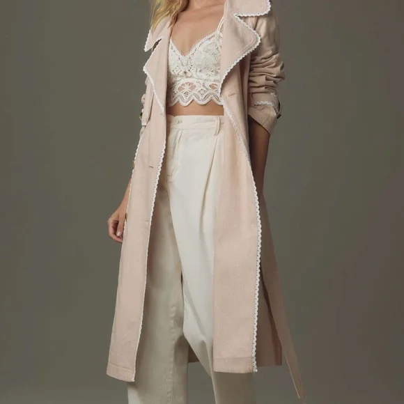 Women's Cream Trench Coat with Belt - Picture 7 of 10